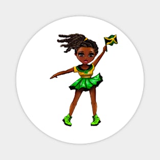 Jamaican girls women Jamaican colors Jamaica Pride anime girl Chible Jamaica flag Magnet